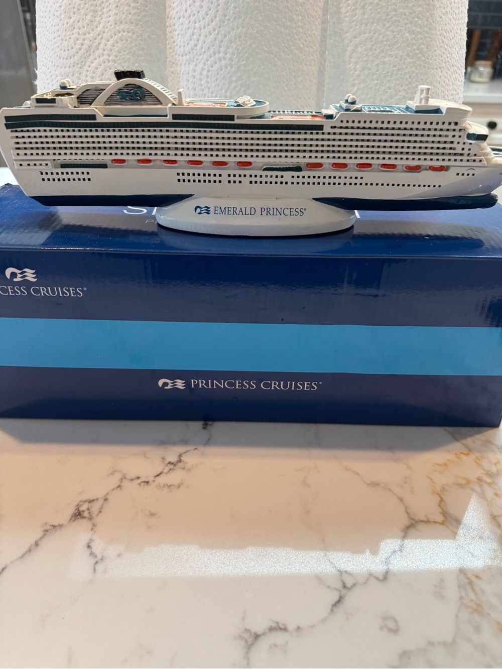 Princess Cruises Emerald Princess Collectible Ship Model - White and Blue